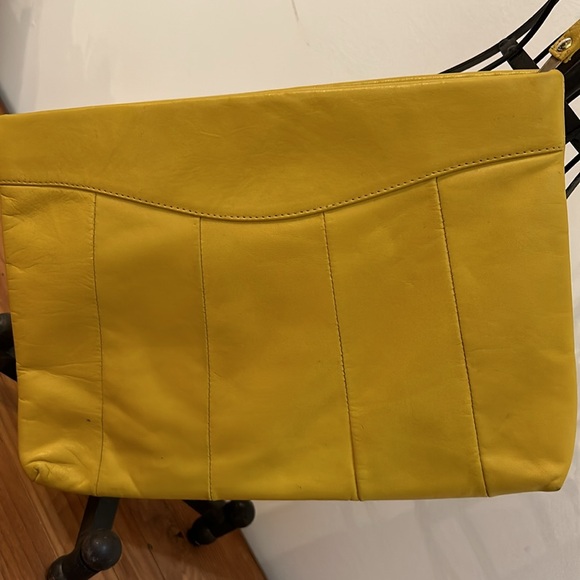 Yellow Leather Clutch Wristlet Made in Brazil summer night out EUC - Picture 5 of 5